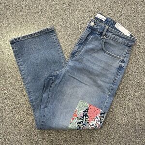 Loft Jeans Womens 6 28x27 Straight Crop High Rise Curvy Fit Patchwork Stretch